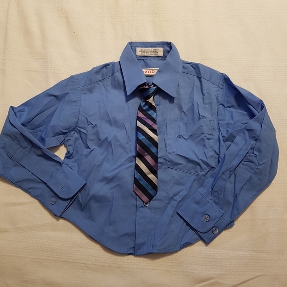 IZOD boys size 4 blue shirt & striped clip on tie New no tags - Picture 1 of 4